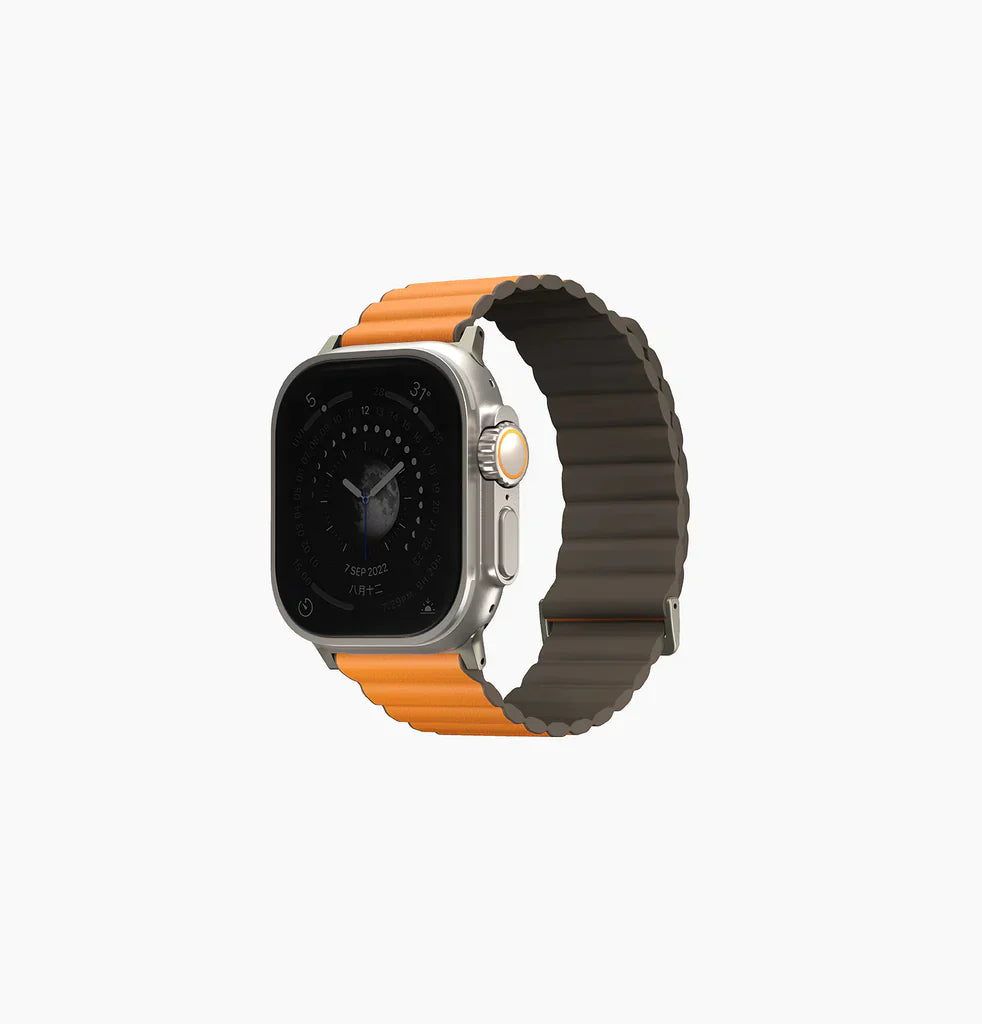 Uniq Revix Reversible Magnetic for Apple Watch Strap 42/44/45mm | Charcoal Grey/Orange