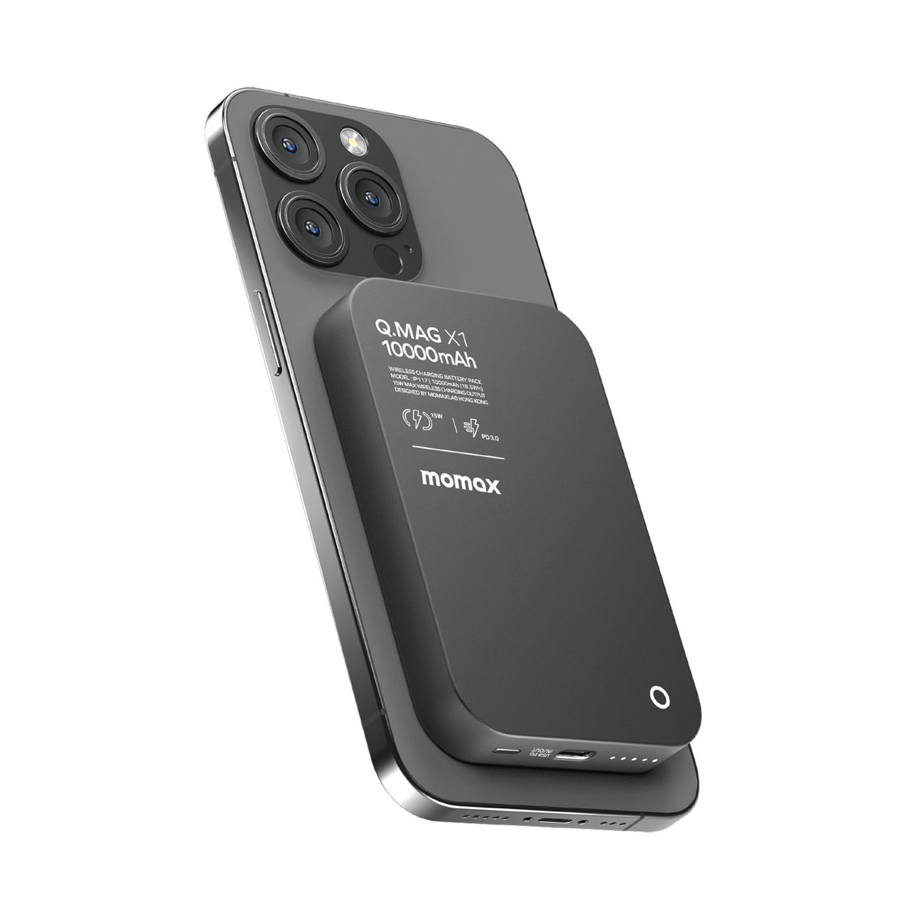 بطارية شحن متنقلة كيو ماج X1 لاسلكية  10000 مللي أمبير من Momax | أسود