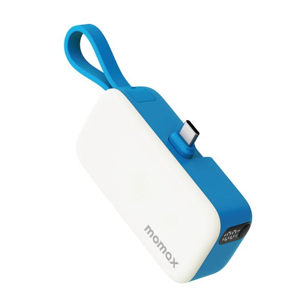 Momax 1-Power Mini 5000mAh Bulit-in foldable USB-C Battery pack Blue