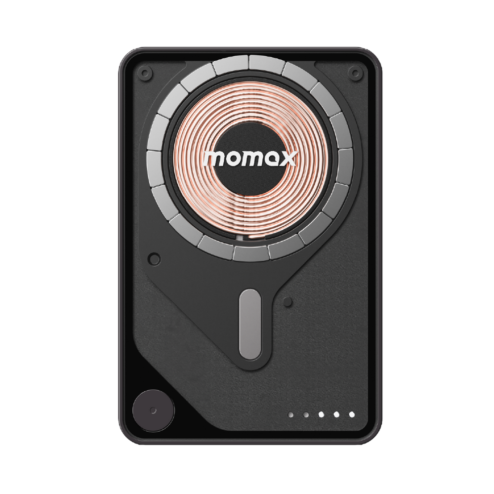 بطارية لاسلكية مغناطيسية مع كيبل USB-C مدمج من موماكس 1-Power X Pro سعة البطارية 10000 مللي أمبير | أسود