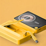 بطارية لاسلكية مغناطيسية مع كيبل USB-C مدمج من موماكس 1-Power X Pro سعة البطارية 10000 مللي أمبير | أصفر