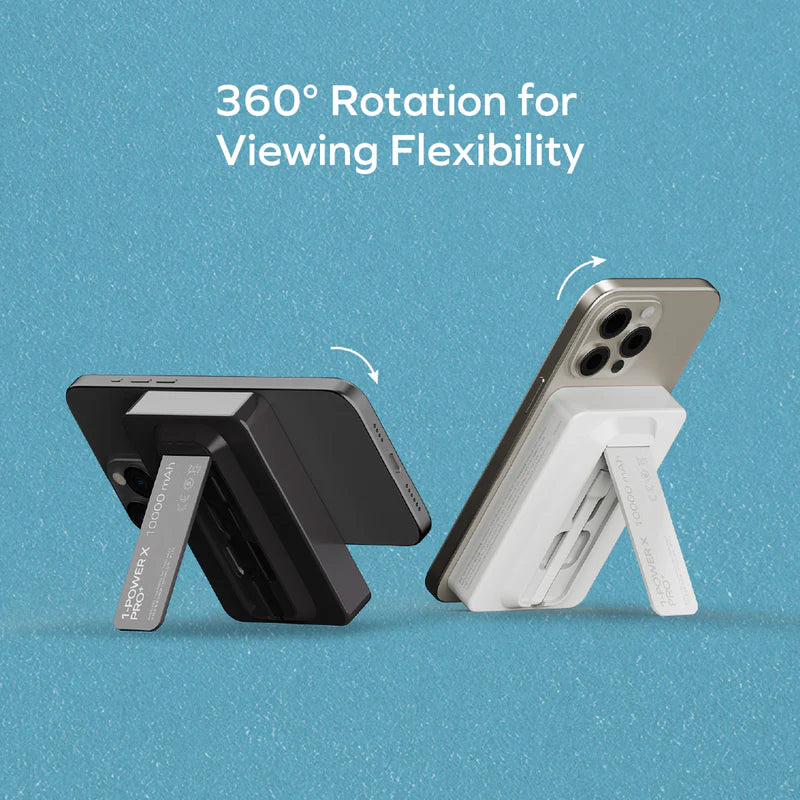 بطارية لاسلكية مغناطيسية مع كيبل USB-C مدمج من موماكس 1-Power X Pro سعة البطارية 10000 مللي أمبير | أسود