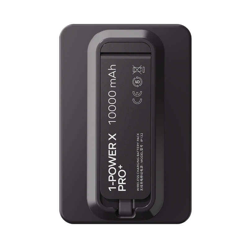 بطارية لاسلكية مغناطيسية مع كيبل USB-C مدمج من موماكس 1-Power X Pro سعة البطارية 10000 مللي أمبير | أسود