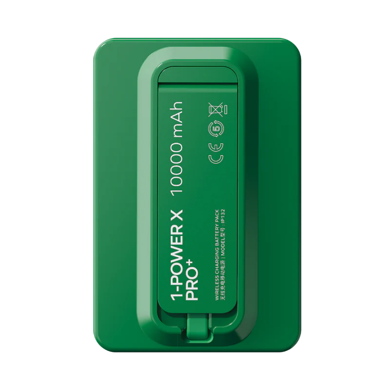 بطارية لاسلكية مغناطيسية مع كيبل USB-C مدمج من موماكس 1-Power X Pro سعة البطارية 10000 مللي أمبير | أخضر