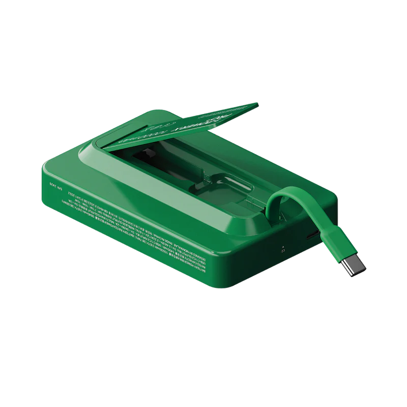 بطارية لاسلكية مغناطيسية مع كيبل USB-C مدمج من موماكس 1-Power X Pro سعة البطارية 10000 مللي أمبير | أخضر