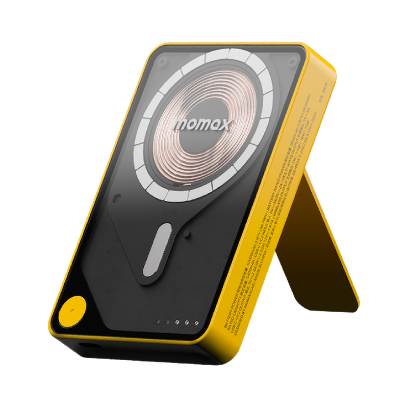 Momax 1-Power X Pro+ Magnetic Wireless Power Bank 10000mAh With Built-In USB-C Cable | Yellow