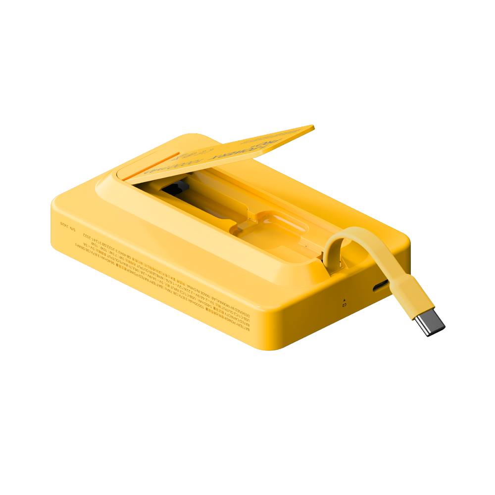 Momax 1-Power X Pro+ Magnetic Wireless Power Bank 10000mAh With Built-In USB-C Cable | Yellow