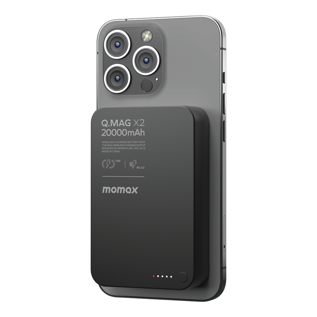 شاحن متنقل Momax Q.MAG X2 GEN2 – سعة 20000mAh متوافق مع MagSafe | أسود