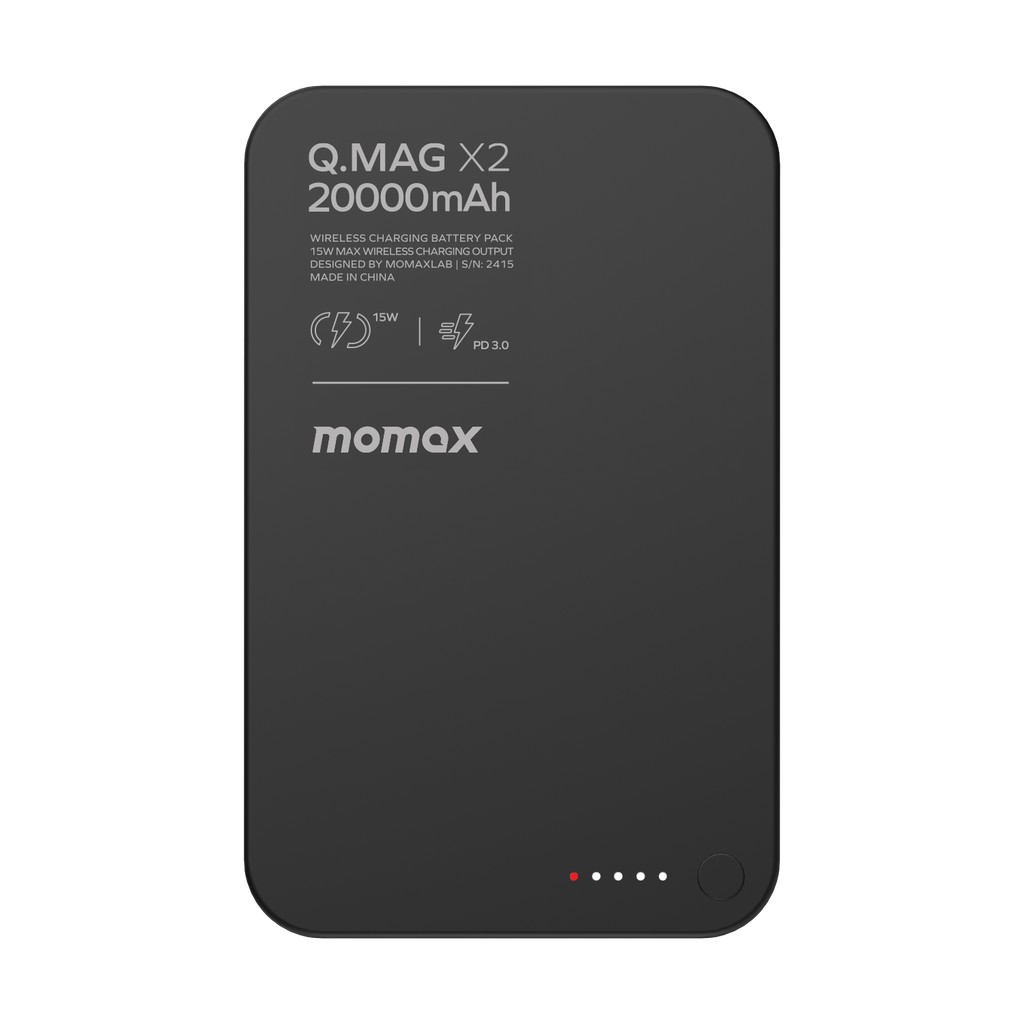 شاحن متنقل Momax Q.MAG X2 GEN2 – سعة 20000mAh متوافق مع MagSafe | أسود