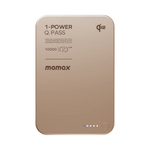 باور بانك Momax 1-Power Q.Pass بسعة 10000 مللي أمبير، شحن لاسلكي مغناطيسي Qi2، نحيف للغاية | تيتانيوم صحراوي