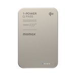 باور بانك Momax 1-Power Q.Pass بسعة 10000 مللي أمبير، شحن لاسلكي مغناطيسي Qi2، نحيف للغاية | تيتانيوم