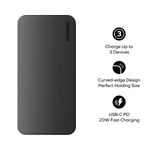 بطارية متنقلة Momax 1-Power Vital بسعة 10000 مللي أمبير مع كابلين مدمجين USB-C و Lightning | أسود

