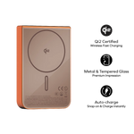 باور بانك Momax 1-Power S.Pass بسعة 10000 مللي أمبير، شحن لاسلكي مغناطيسي Qi2، نحيف للغاية | برتقالي 