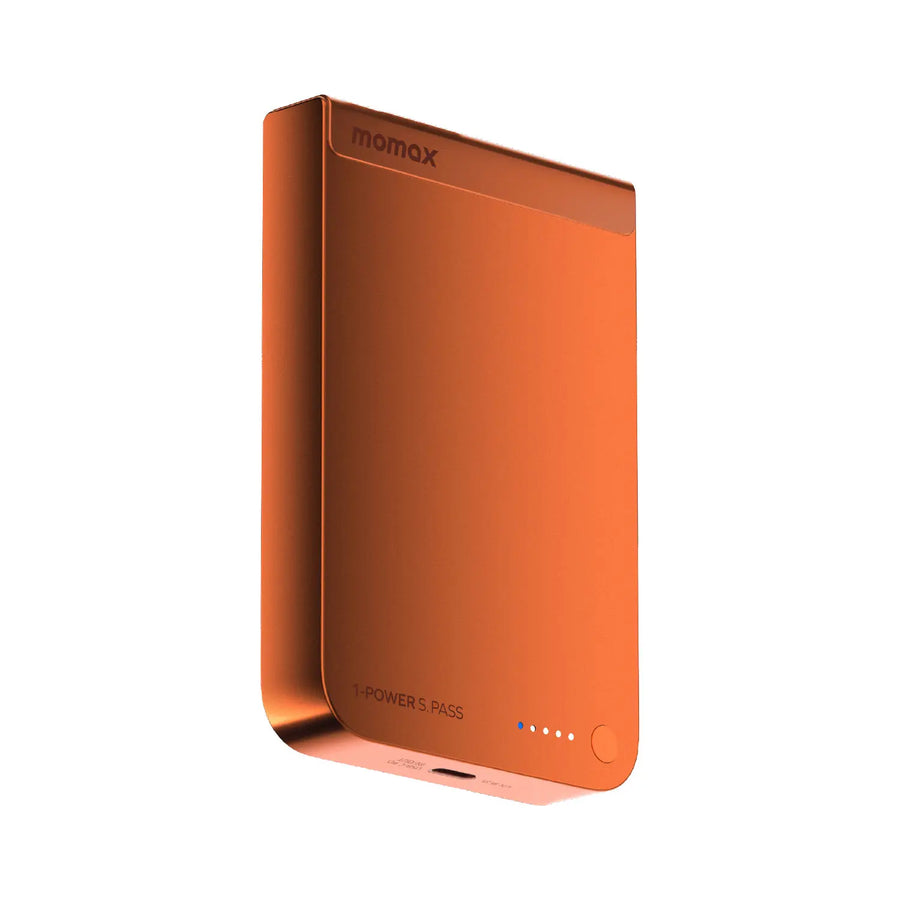Momax 1-power S.pass 10000mah Qi2 Magnetic Wireless Ultra Slim  Battery Pack | Orange