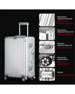 90 Percent Trolly Aluminum Suitcase 4 Wheels 28 Inch | Silver