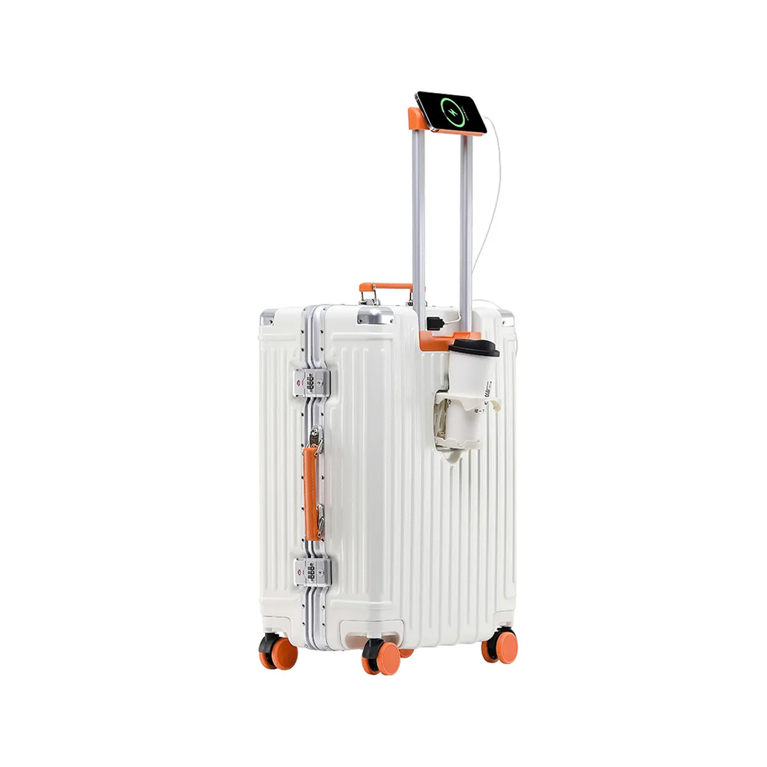 Trolly ABS Suitcase 4 Wheels 26 Inch | White