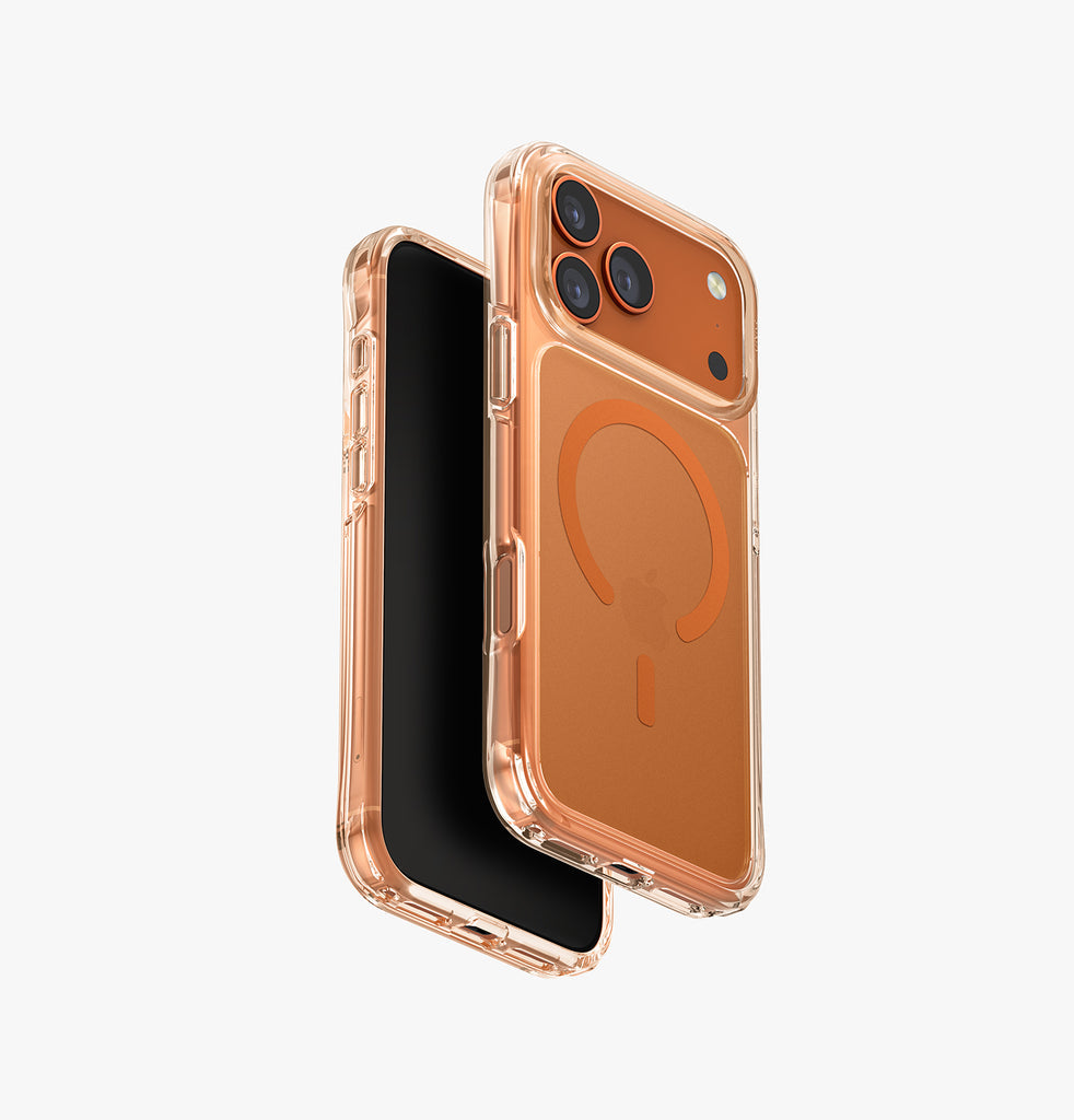 Uniq Hybrid Life Pro Xtreme MagSafe Case for iPhone 17 Pro Max | Frost Clear/Volt Orange