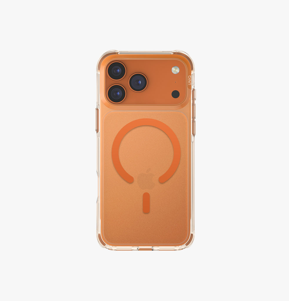 Uniq Hybrid Life Pro Xtreme MagSafe Case for iPhone 17 Pro | Frost Clear/Volt Orange