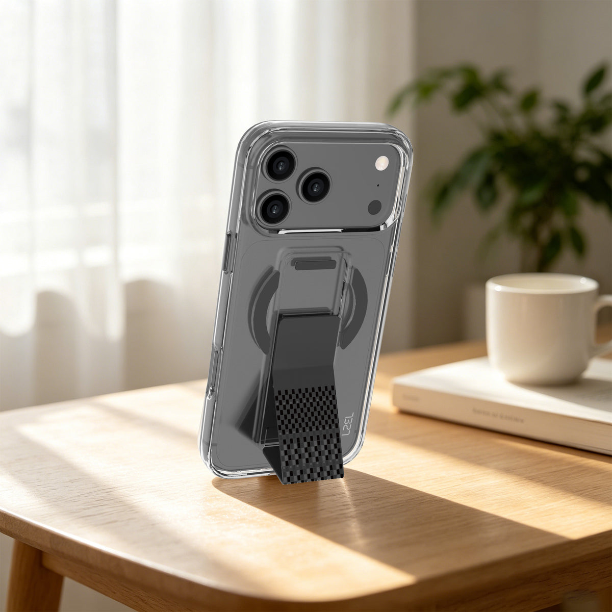 LZEL Clear Leathertand Crystal Clear Magsafe Case With Leather Kickstand For iPhone 18 Pro Max