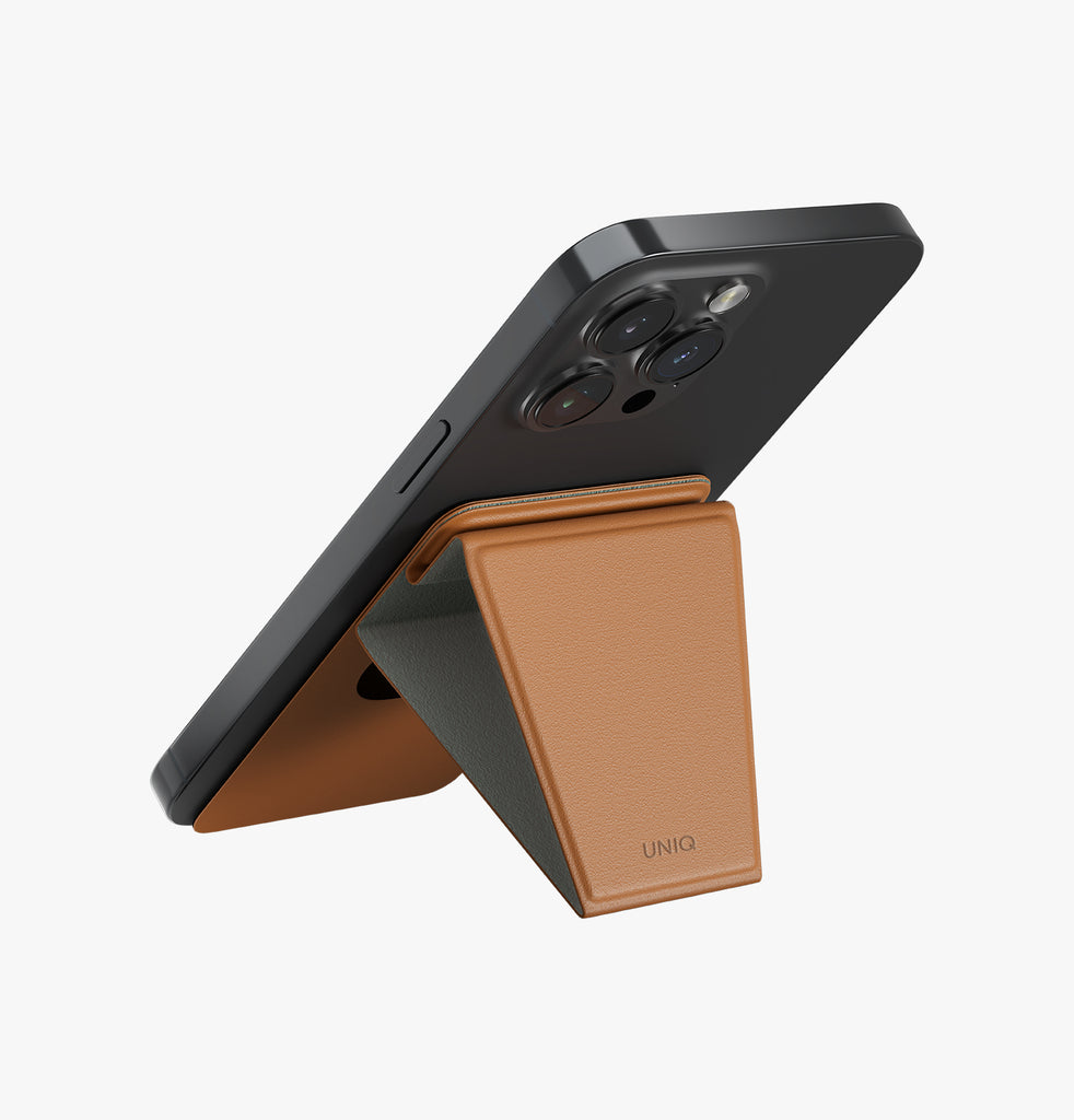 Uniq Lyft Magnetic Phone Stand and Card Holder | Brown