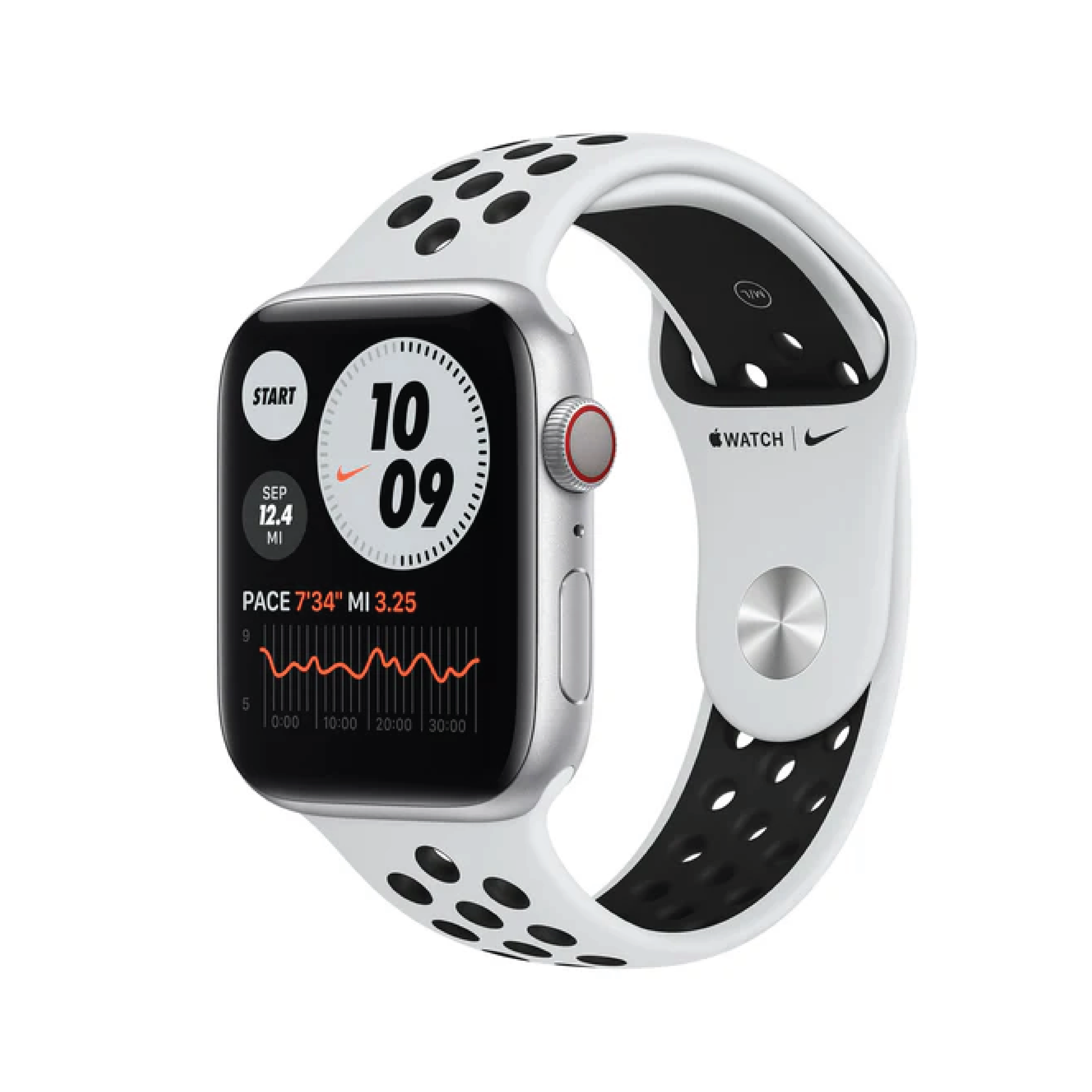 Apple Watch Nike Series 6 GPS 40mm Silver Aluminium Case with Pure Platinum/Black Nike Sport Band - Regular
