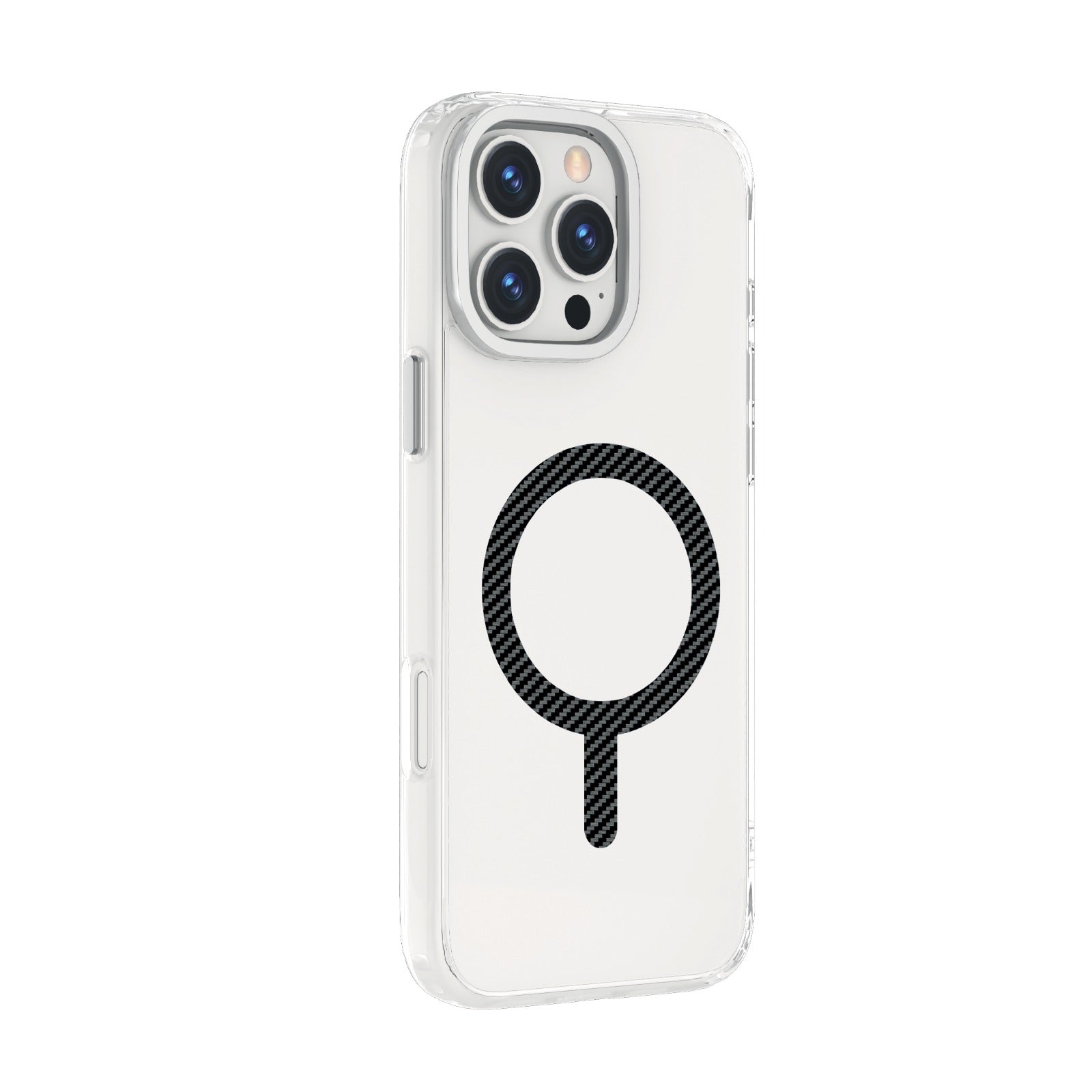 LZEL iPhone 16 Pro Max MagCrystal Carbon Case With MagSafe| Clear/Silver