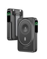 بطارية متنقلة Magcrest Hub من أسلي جلوبال 6 في 1 لاسلكي 10000 مللي أمبير بتقنية PD | أسود