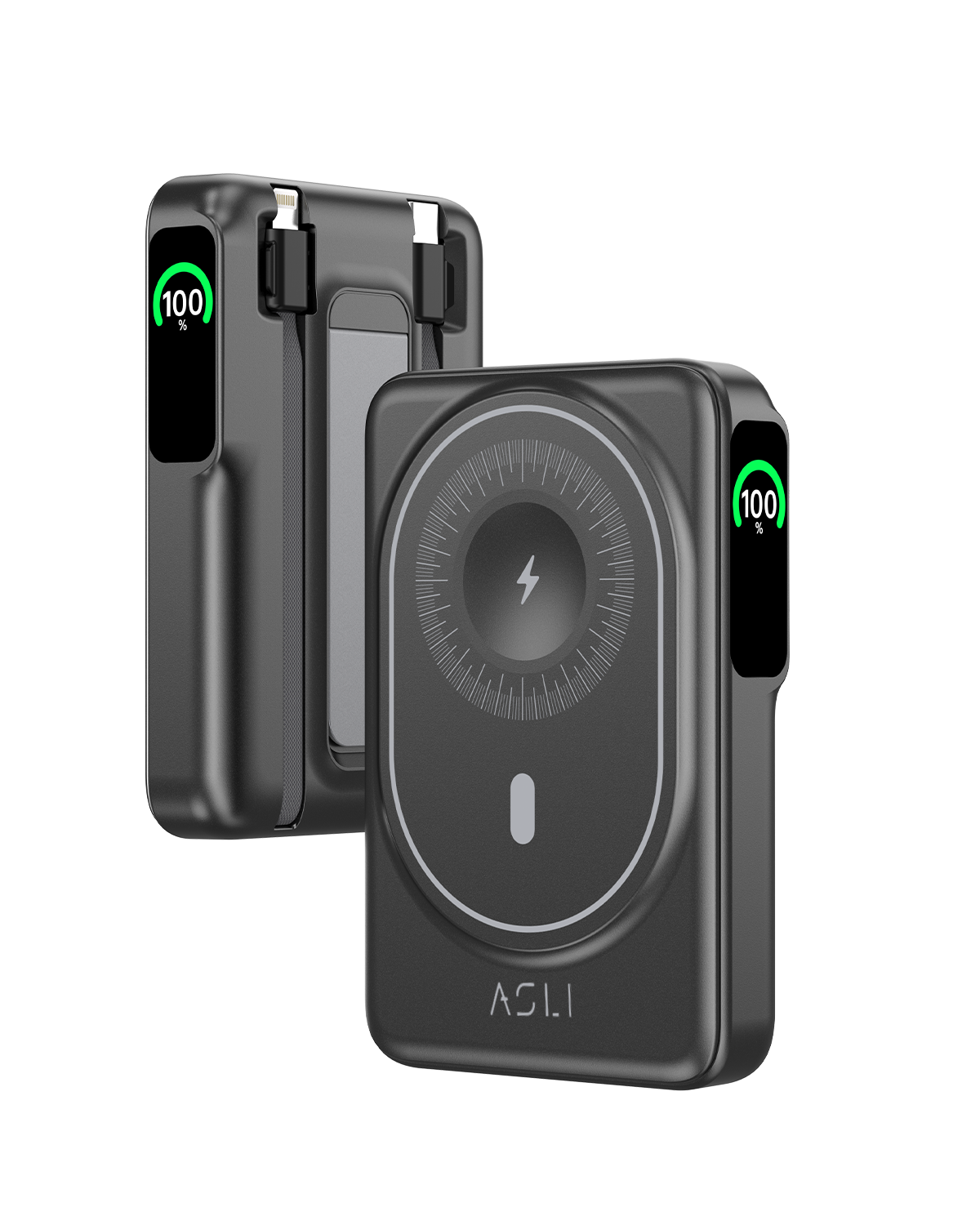 بطارية متنقلة Magcrest Hub من أسلي جلوبال 6 في 1 لاسلكي 10000 مللي أمبير بتقنية PD | أسود