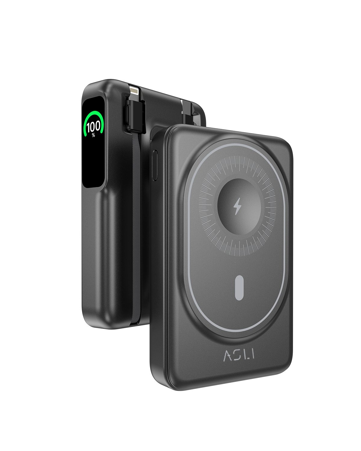 Asli Global Magcrest Hub 6-in-1 Magnetic 10000mAh PD Wireless Power Bank | Black