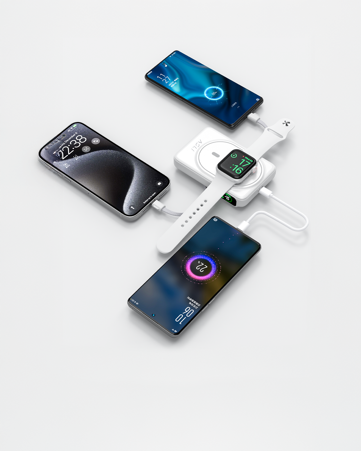 بطارية متنقلة Magcrest Hub من أسلي جلوبال 6 في 1 لاسلكي 10000 مللي أمبير بتقنية PD | أبيض