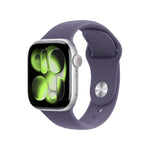 ساعة Apple Watch Series 11 - GPS - مقاس 42 ملم - بهيكل من الألومنيوم الفضي مع سوار رياضي بلون بنفسجي مقاس M/L