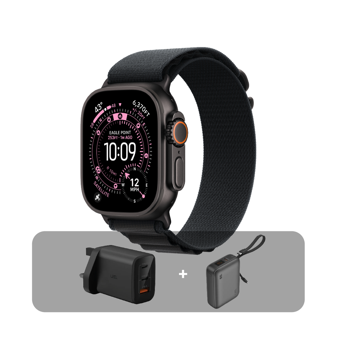 Apple Watch Ultra 3 (2025) GPS + Cellular, 49mm  - Black Titanium Case - Black Alpine Loop | L + Bundle Offer