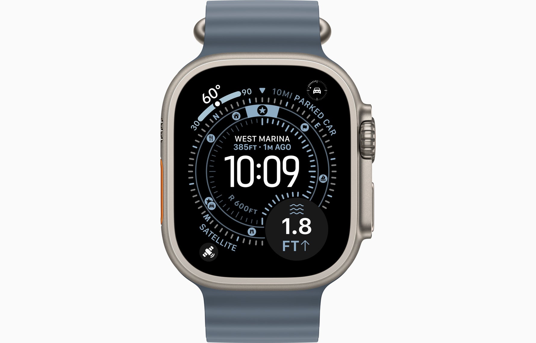 Apple Watch Ultra 3 GPS + Cellular 49mm Natural Titanium Case with Anchor Blue Ocean Band