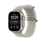 ساعة Apple Watch Ultra 4 GPS + Cellular مقاس 49 مم - تيتانيوم طبيعي مع سوار Ocean رمادي شفاف