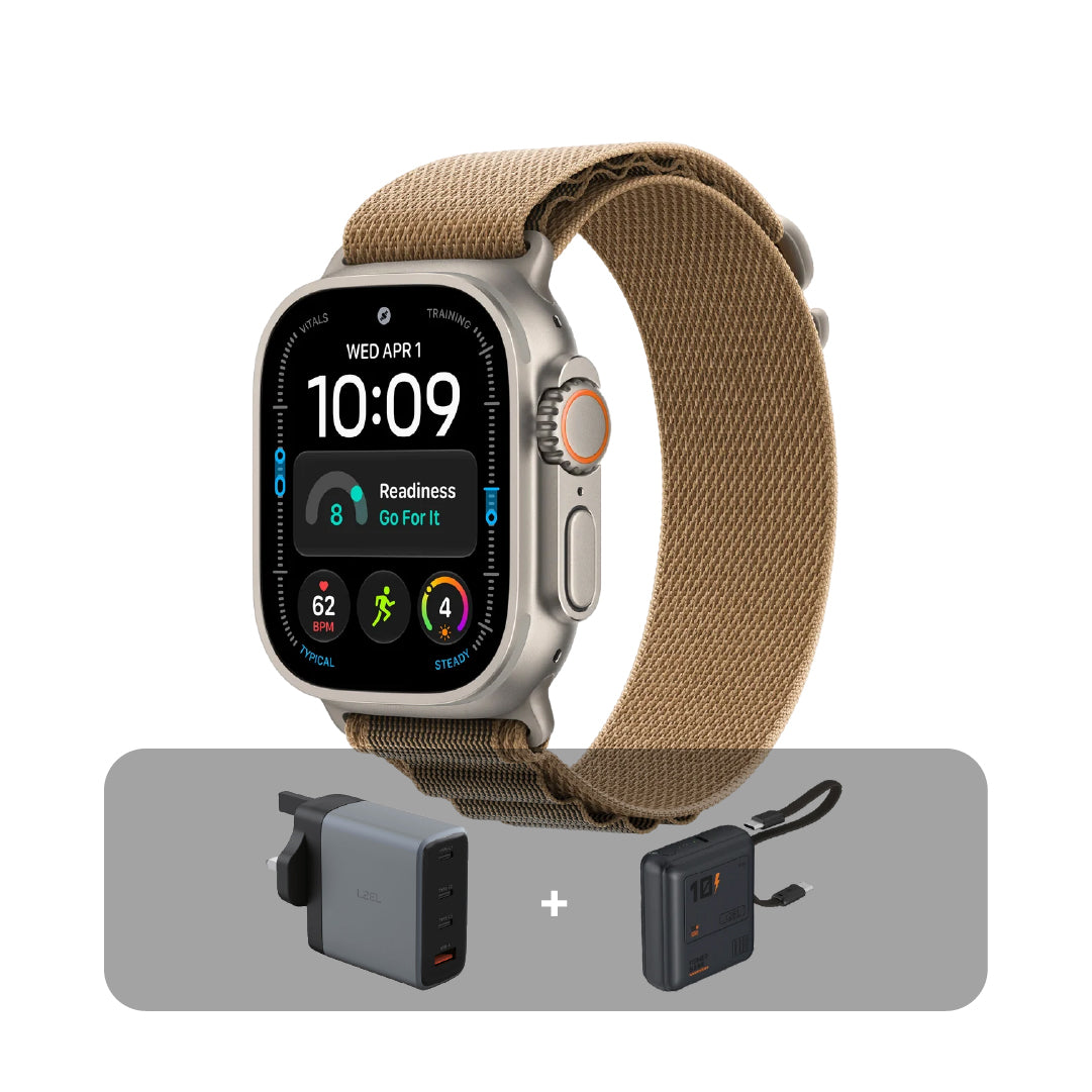 Apple Watch Ultra 4 GPS + Cellular, 49mm Natural Titanium Case with Desert Alpine Loop M + Bundle Offer