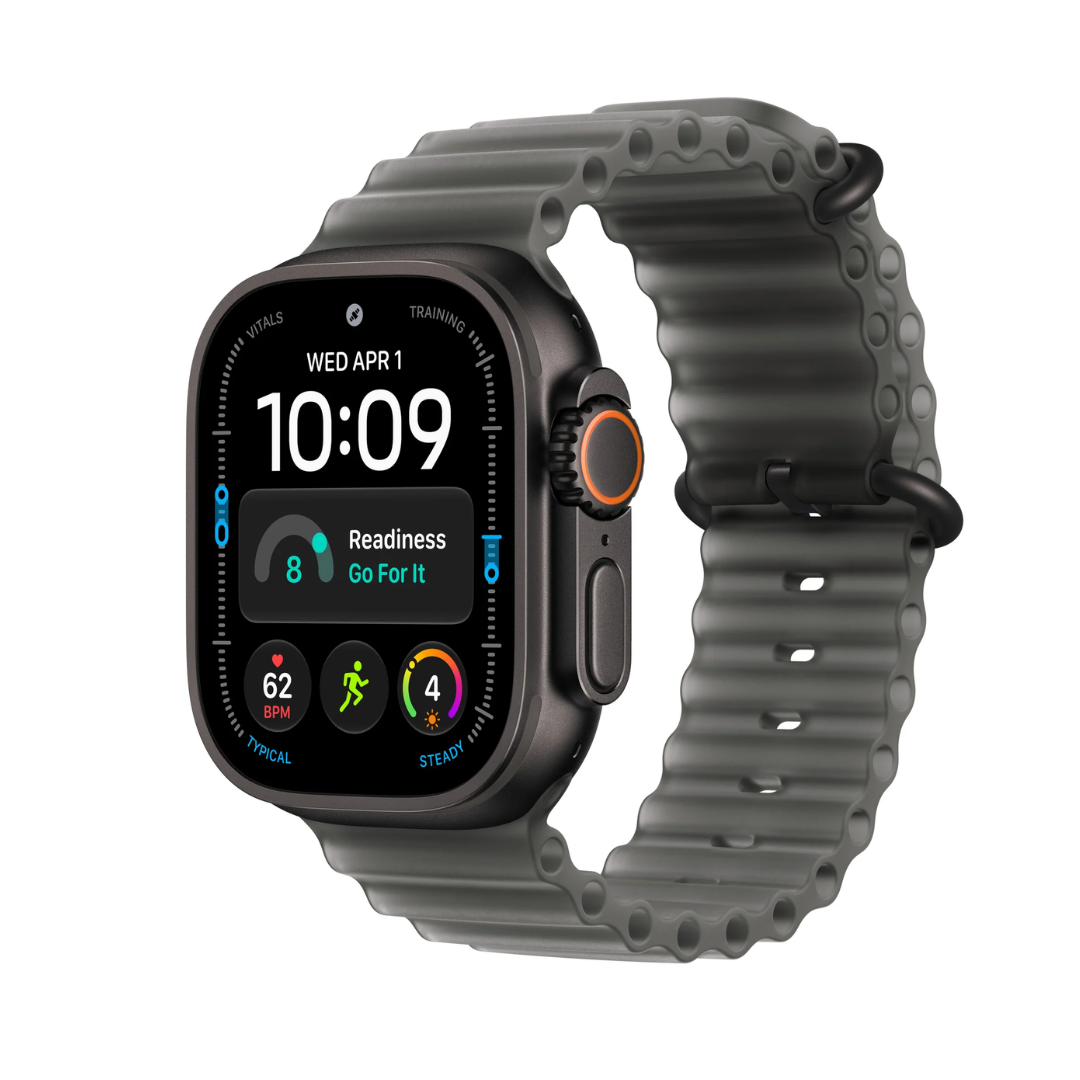 Apple Watch Ultra 4 GPS + Cellular, 49mm Black Titanium Case with Translucent Black Ocean Band