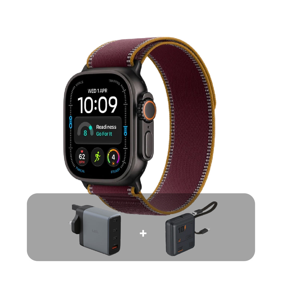 Apple Watch Ultra 4 GPS + Cellular 49mm Black Titanium with Burgundy Trail Loop | M/L + Bundle Offer