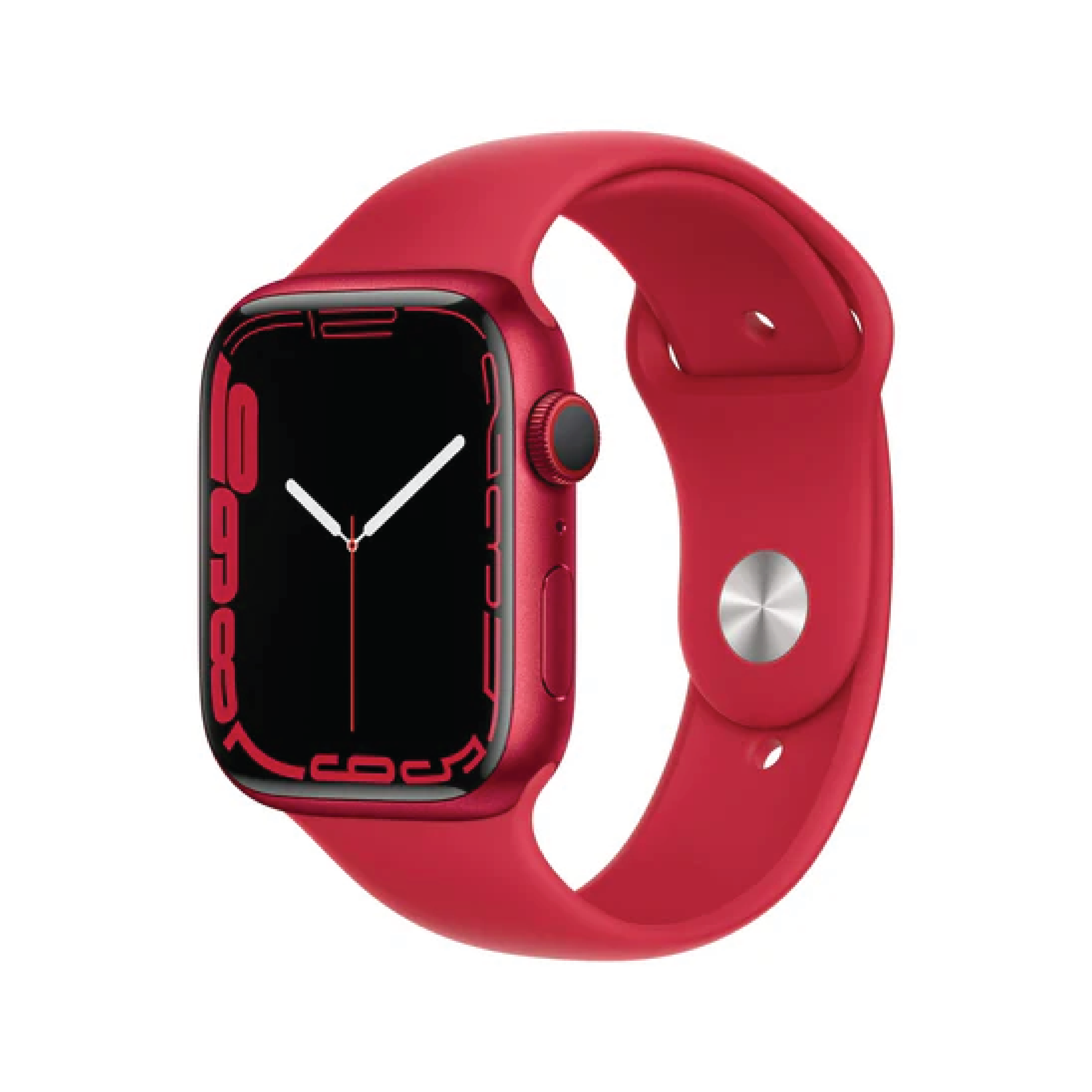 ساعة Apple Watch Series 7 (GPS + Cellular) مقاس 45 مم – هيكل ألومنيوم أحمر RED مع سوار رياضي RED