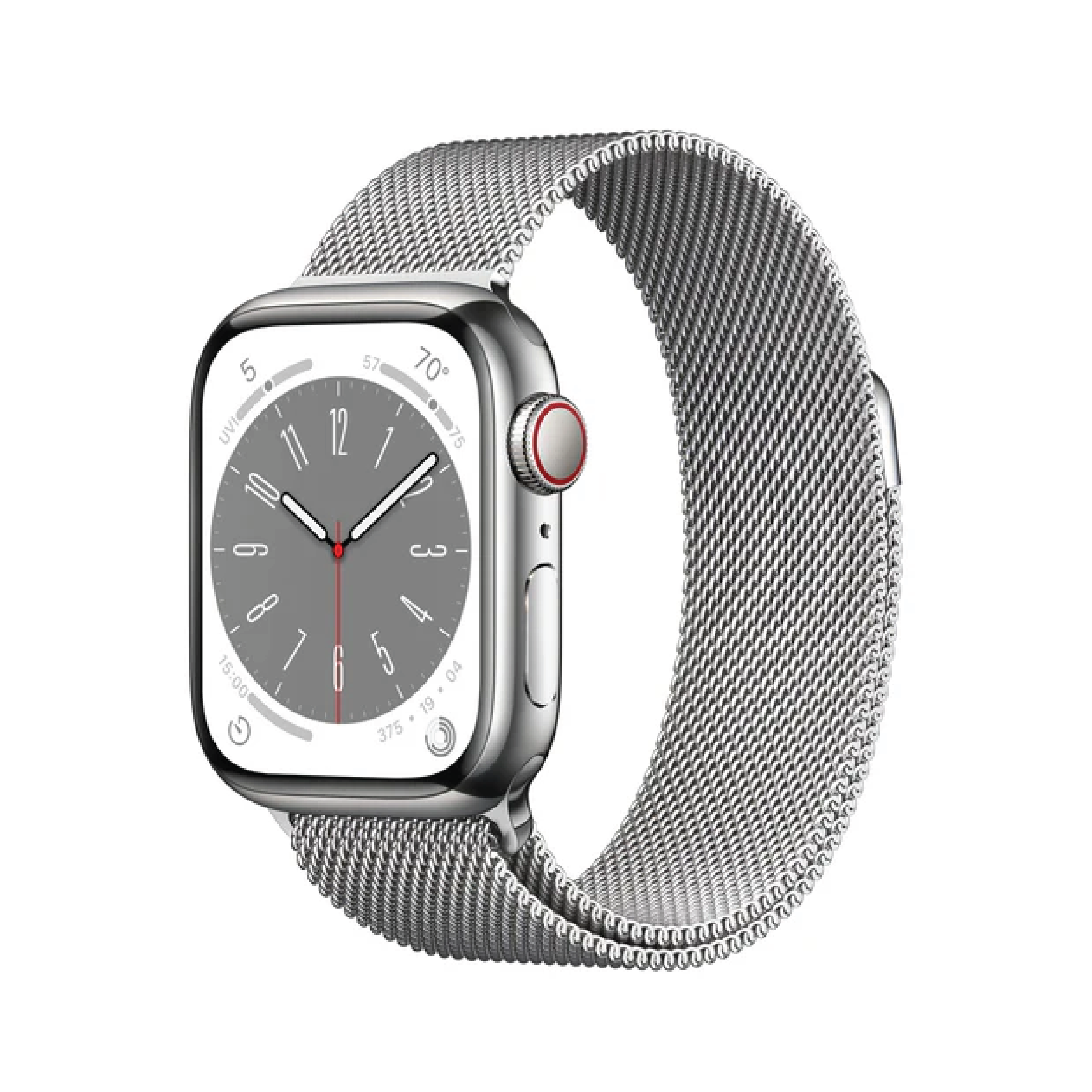 Apple Watch Series 8 GPS + Cellular 41mm Silver Stainless Steel Case with Silver Milanese Loop