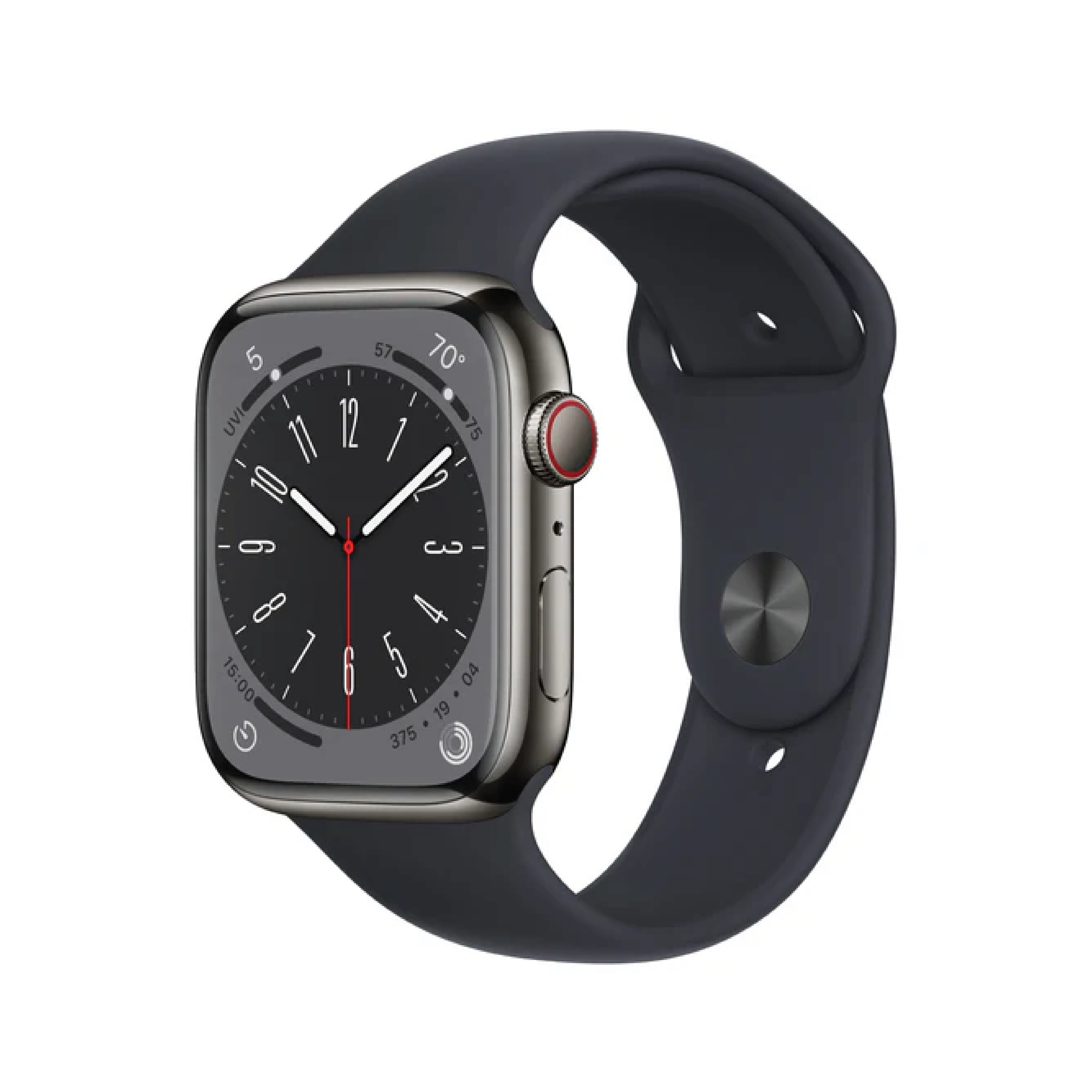Apple Watch Series 8 GPS + Cellular 45mm Graphite Stainless Steel Case with Midnight Sport Band - Regular