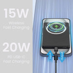 بطارية متنقلة مغناطيسية MagNexus Neox من ليزل بسعة 5000 مللي أمبير بشحن لاسلكي 15 واط | أسود