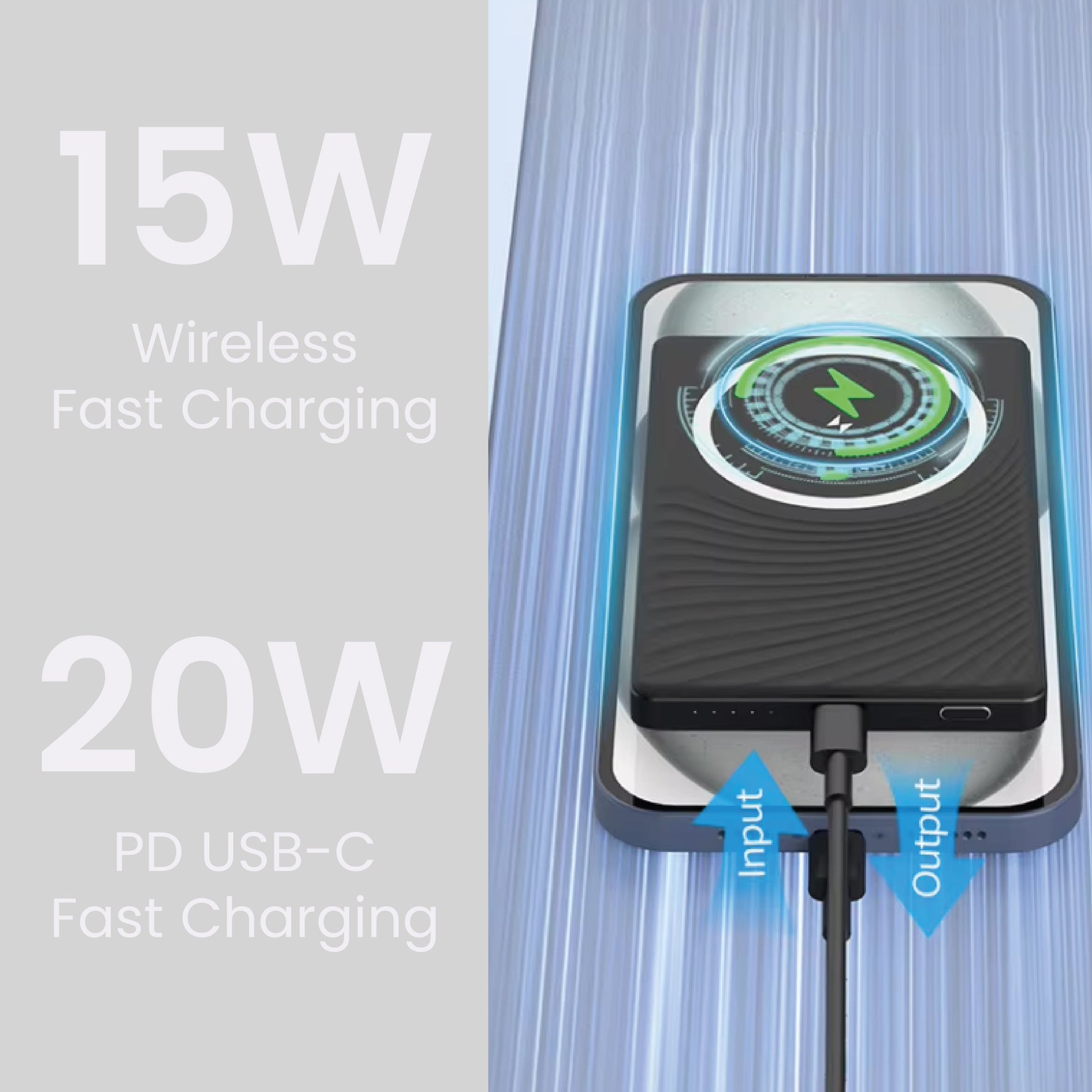 بطارية متنقلة مغناطيسية MagNexus Neox من ليزل بسعة 5000 مللي أمبير بشحن لاسلكي 15 واط | أسود