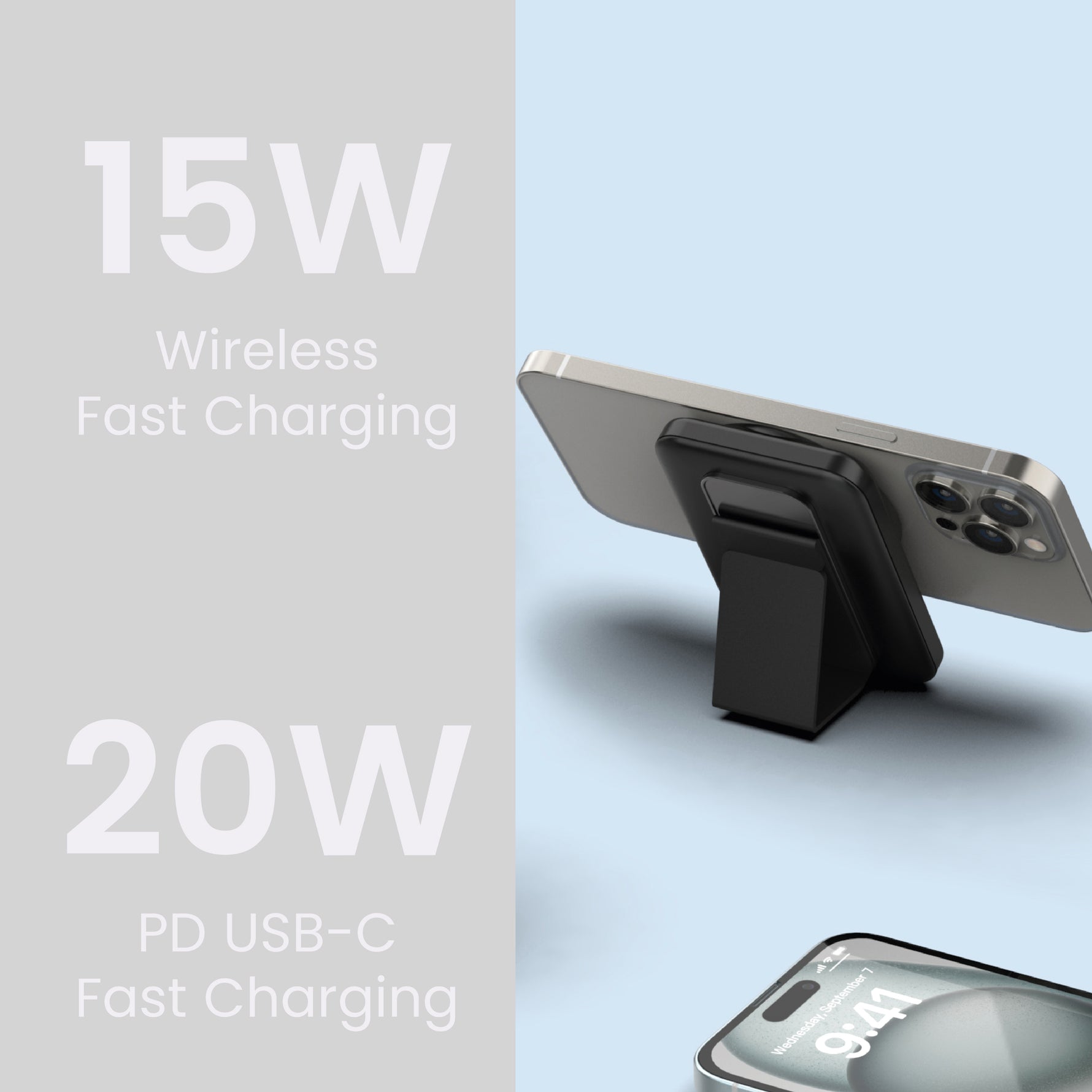 بطارية متنقلة مغناطيسية MagNexus Wave من ليزل بسعة 5000 مللي أمبير بشحن لاسلكي 15 واط | أسود