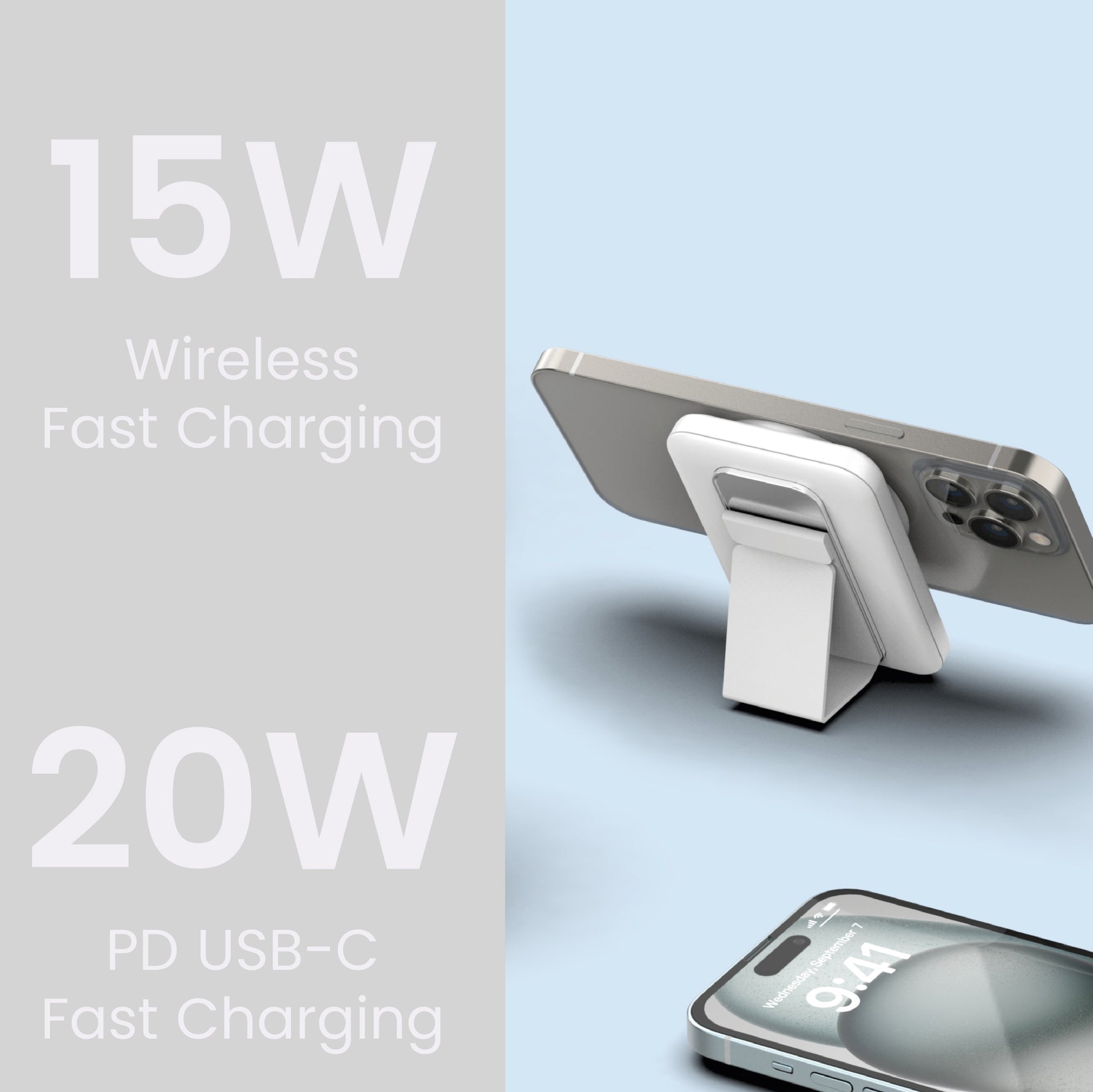 بطارية متنقلة مغناطيسية MagNexus Wave من ليزل بسعة 5000 مللي أمبير بشحن لاسلكي 15 واط | أبيض