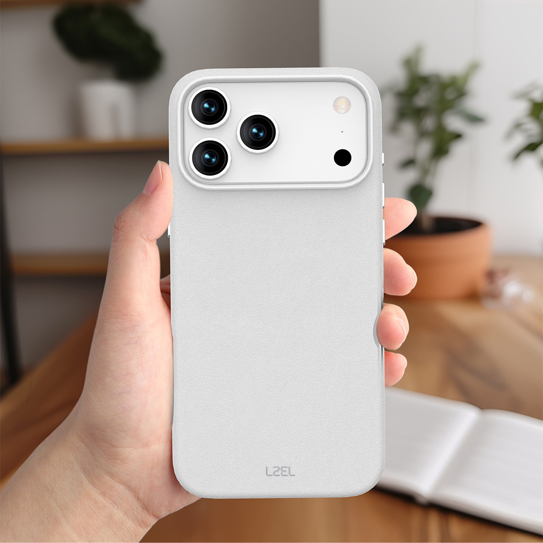 LZEL MagOrbio Leather Case for iPhone 17 Pro Max | Light Gray