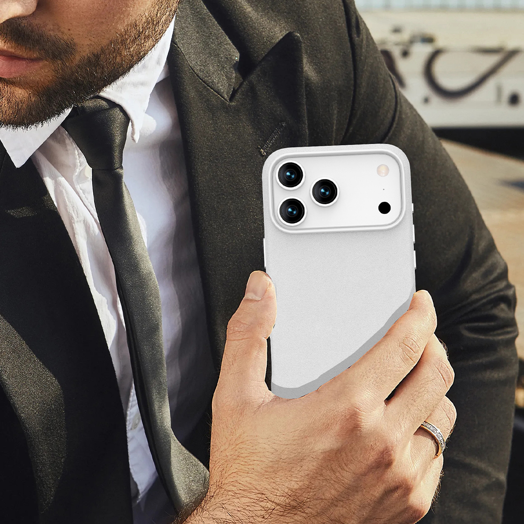 LZEL MagOrbio Leather Case for iPhone 17 Pro Max | Light Gray