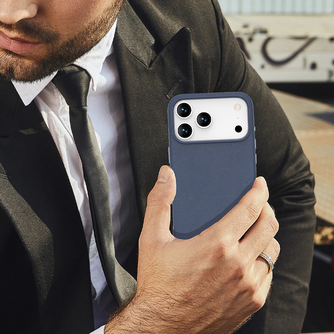 LZEL MagOrbio Leather Case for iPhone 17 Pro Max | Navy Blue