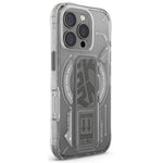 SkinArma iPhone 15 Pro Helio Clear Case Magsafe With Gripstand | Gray