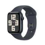 ساعة Apple SE - GPS + Cellular - مقاس 40 ملم - بهيكل من الألومنيوم بلون Midnight مع سوار رياضي بلون Midnight مقاس S/M