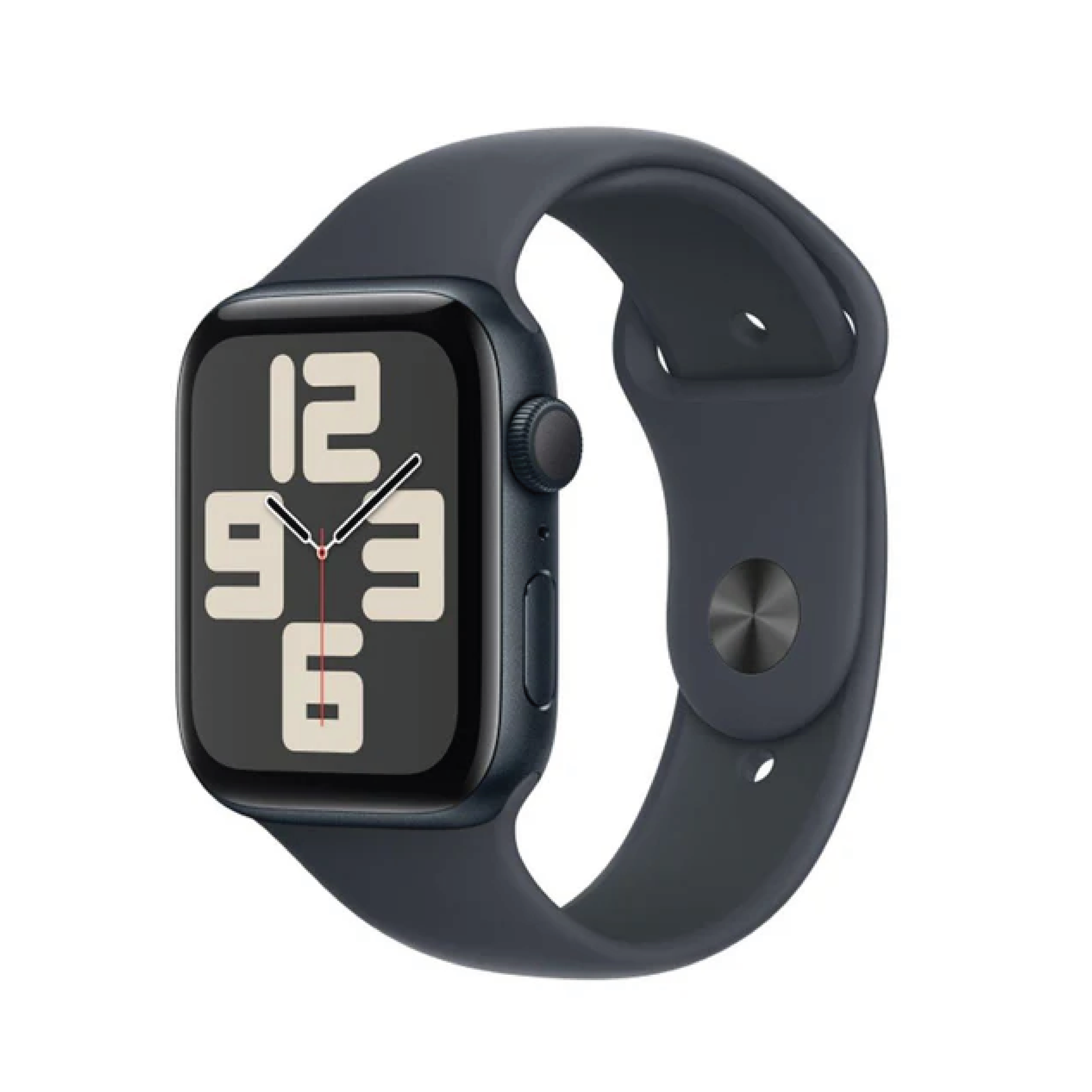 ساعة Apple SE - GPS + Cellular - مقاس 40 ملم - بهيكل من الألومنيوم بلون Midnight مع سوار رياضي بلون Midnight مقاس S/M